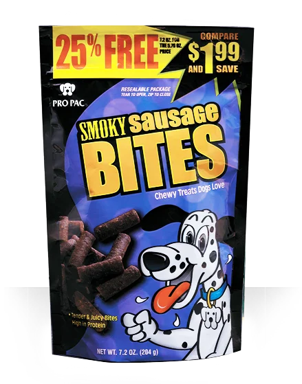 PRO PAC Smokey Sausage Bites Dog Treats