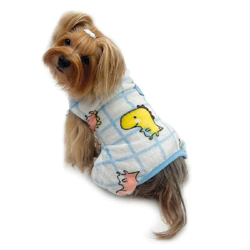 Colorful Dinosaurs Ultra Plush Front Sleeveless Dog Pajamas